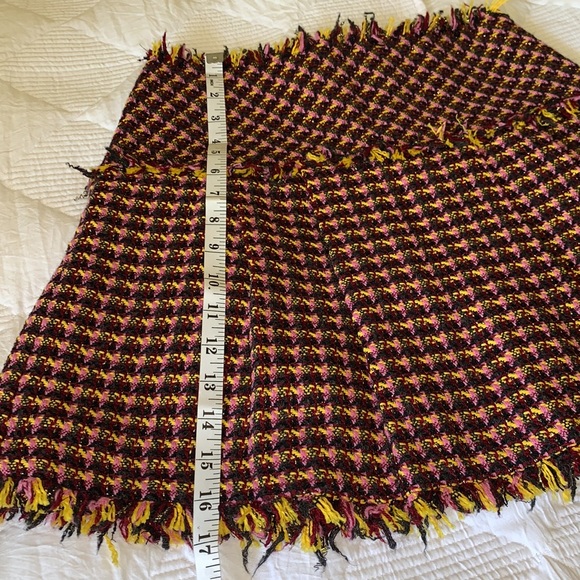 IBlues Pleated Houndstooth Print Multi Colors Tweed Short  Skirt - Picture 10 of 11